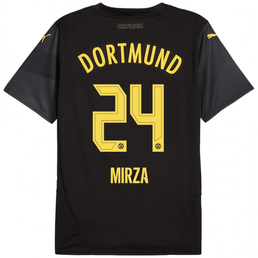 Hombre Camiseta Marwan-Omir Mirza #24 Negro Amarillo 2ª Equipación 2024/25 La Camisa Perú