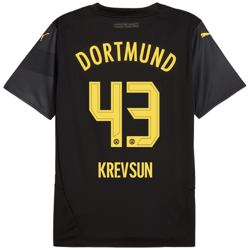 Hombre Camiseta Danylo Krevsun #43 Negro Amarillo 2ª Equipación 2024/25 La Camisa Perú