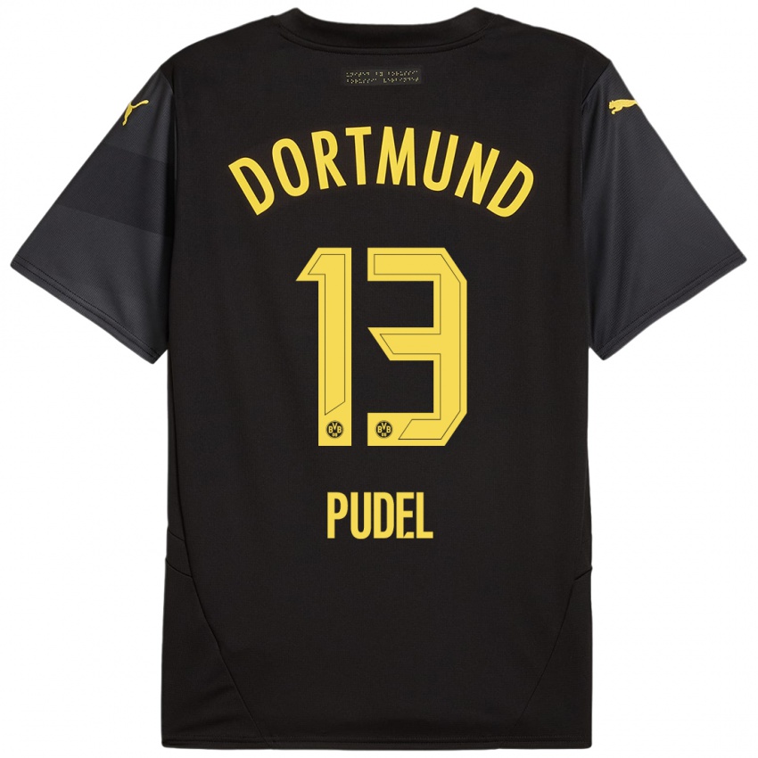 Hombre Camiseta Bjarne Pudel #13 Negro Amarillo 2ª Equipación 2024/25 La Camisa Perú