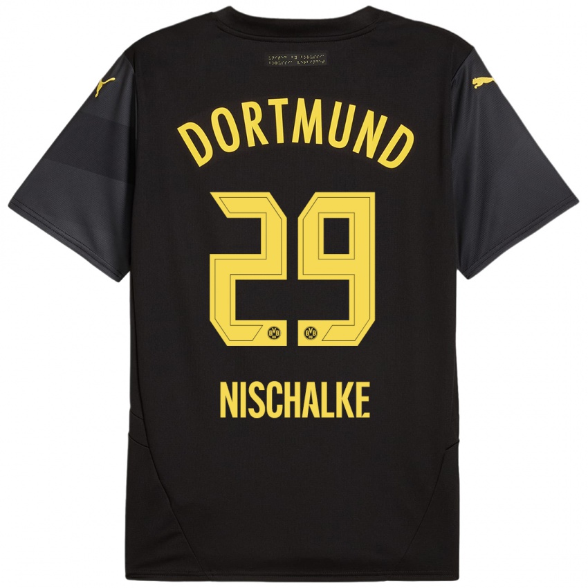 Hombre Camiseta Jermain Nischalke #29 Negro Amarillo 2ª Equipación 2024/25 La Camisa Perú