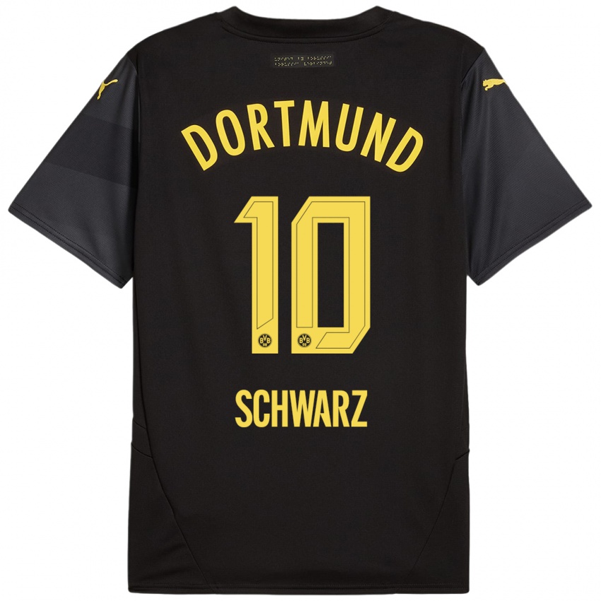 Hombre Camiseta Oskar Schwarz #10 Negro Amarillo 2ª Equipación 2024/25 La Camisa Perú