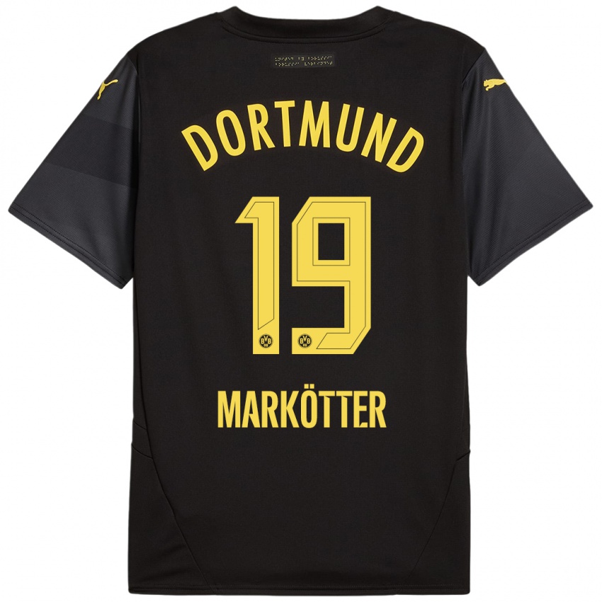 Hombre Camiseta Jonah Markötter #19 Negro Amarillo 2ª Equipación 2024/25 La Camisa Perú