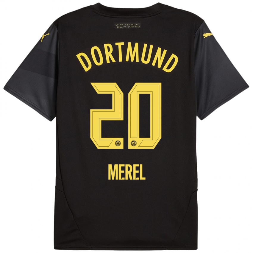 Hombre Camiseta Freriks Merel #20 Negro Amarillo 2ª Equipación 2024/25 La Camisa Perú