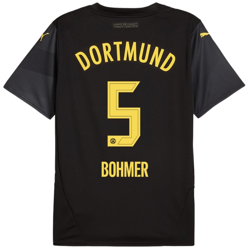 Hombre Camiseta Tim Bohmer #5 Negro Amarillo 2ª Equipación 2024/25 La Camisa Perú