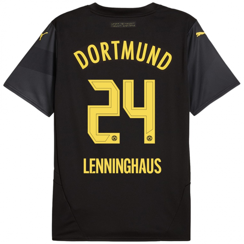 Hombre Camiseta Mika Lenninghaus #24 Negro Amarillo 2ª Equipación 2024/25 La Camisa Perú