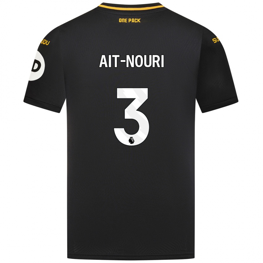 Hombre Camiseta Rayan Ait Nouri #3 Negro 2ª Equipación 2024/25 La Camisa Perú