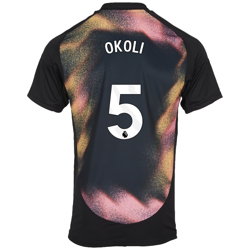 Hombre Camiseta Caleb Okoli #5 Negro Blanco 2ª Equipación 2024/25 La Camisa Perú