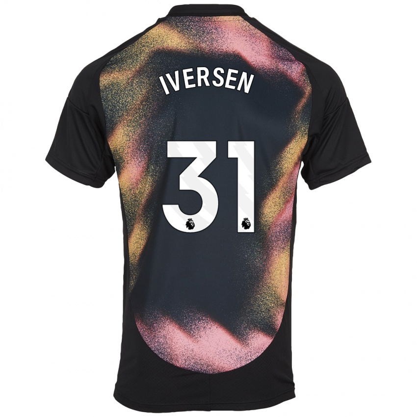 Hombre Camiseta Daniel Iversen #31 Negro Blanco 2ª Equipación 2024/25 La Camisa Perú