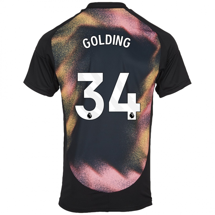 Hombre Camiseta Michael Golding #34 Negro Blanco 2ª Equipación 2024/25 La Camisa Perú