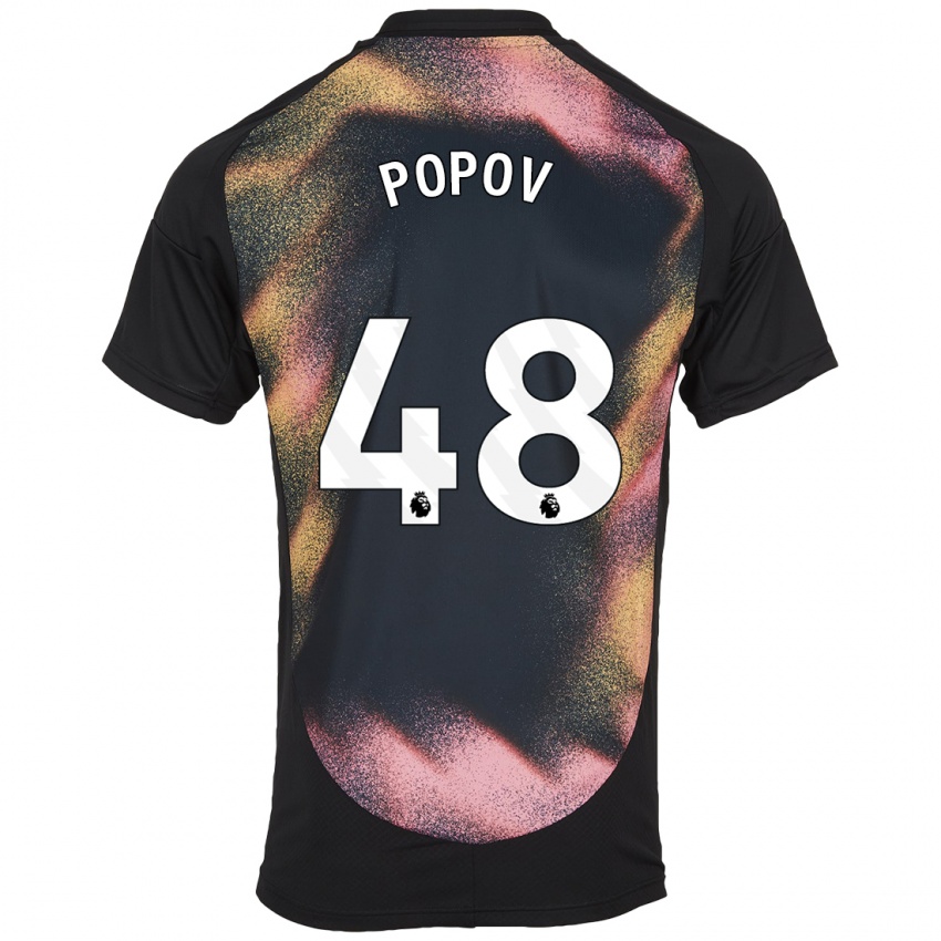 Hombre Camiseta Chris Popov #48 Negro Blanco 2ª Equipación 2024/25 La Camisa Perú