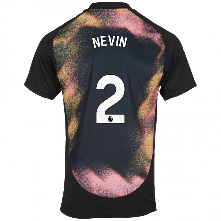 Hombre Camiseta Courtney Nevin #2 Negro Blanco 2ª Equipación 2024/25 La Camisa Perú