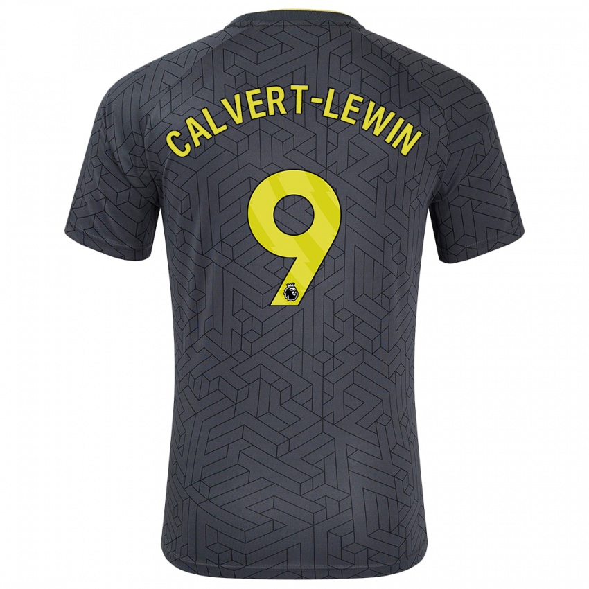 Hombre Camiseta Dominic Calvert-Lewin #9 Negro Amarillo 2ª Equipación 2024/25 La Camisa Perú