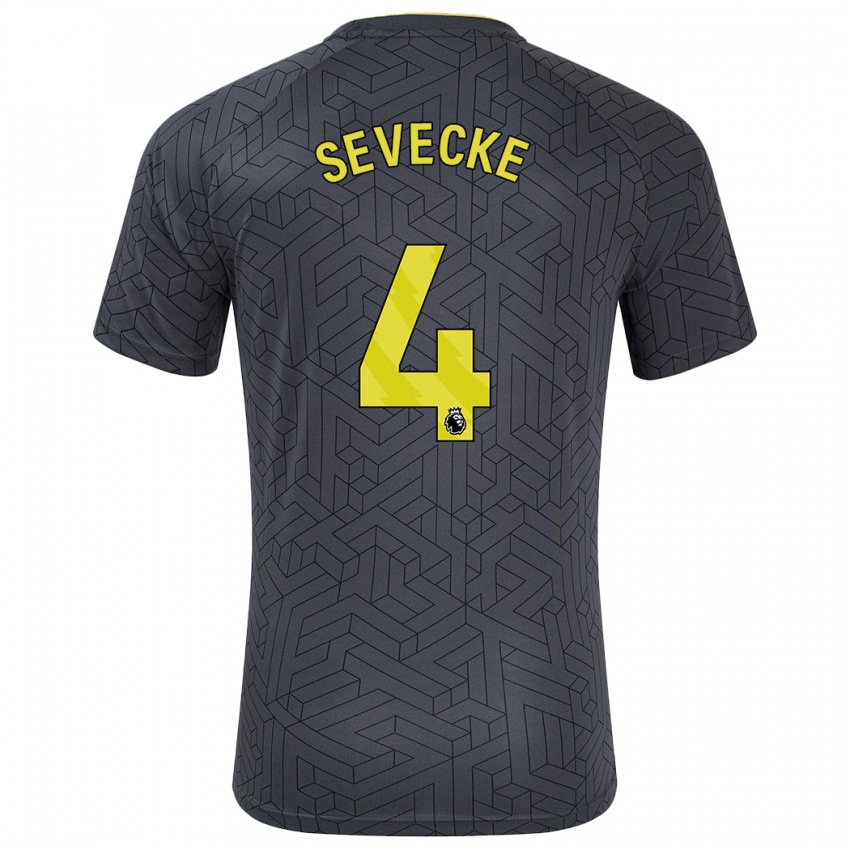 Hombre Camiseta Rikke Sevecke #4 Negro Amarillo 2ª Equipación 2024/25 La Camisa Perú