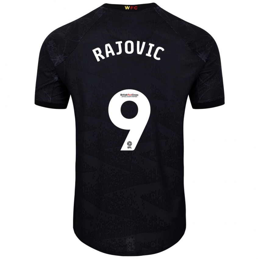 Hombre Camiseta Mileta Rajovic #9 Negro Blanco 2ª Equipación 2024/25 La Camisa Perú