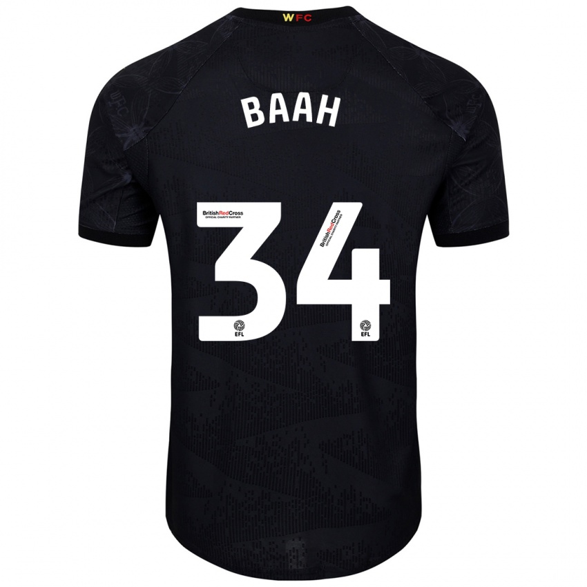 Hombre Camiseta Kwadwo Baah #34 Negro Blanco 2ª Equipación 2024/25 La Camisa Perú