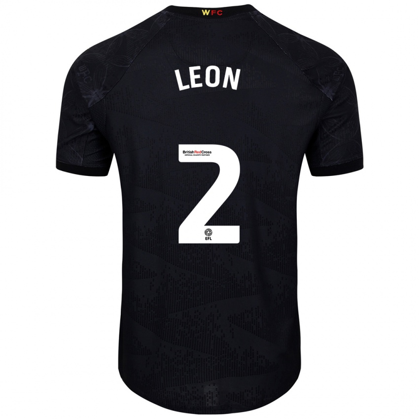 Hombre Camiseta Lucía León #2 Negro Blanco 2ª Equipación 2024/25 La Camisa Perú