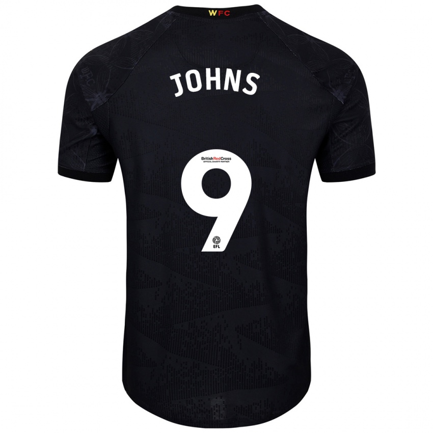 Hombre Camiseta Carly Johns #9 Negro Blanco 2ª Equipación 2024/25 La Camisa Perú