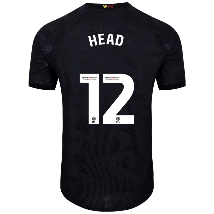 Hombre Camiseta Ellie Head #12 Negro Blanco 2ª Equipación 2024/25 La Camisa Perú