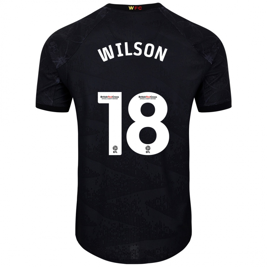 Hombre Camiseta Poppy Wilson #18 Negro Blanco 2ª Equipación 2024/25 La Camisa Perú