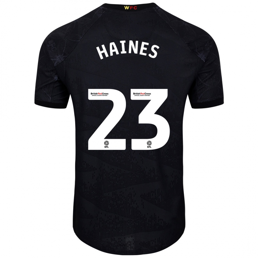 Hombre Camiseta Coral-Jade Haines #23 Negro Blanco 2ª Equipación 2024/25 La Camisa Perú