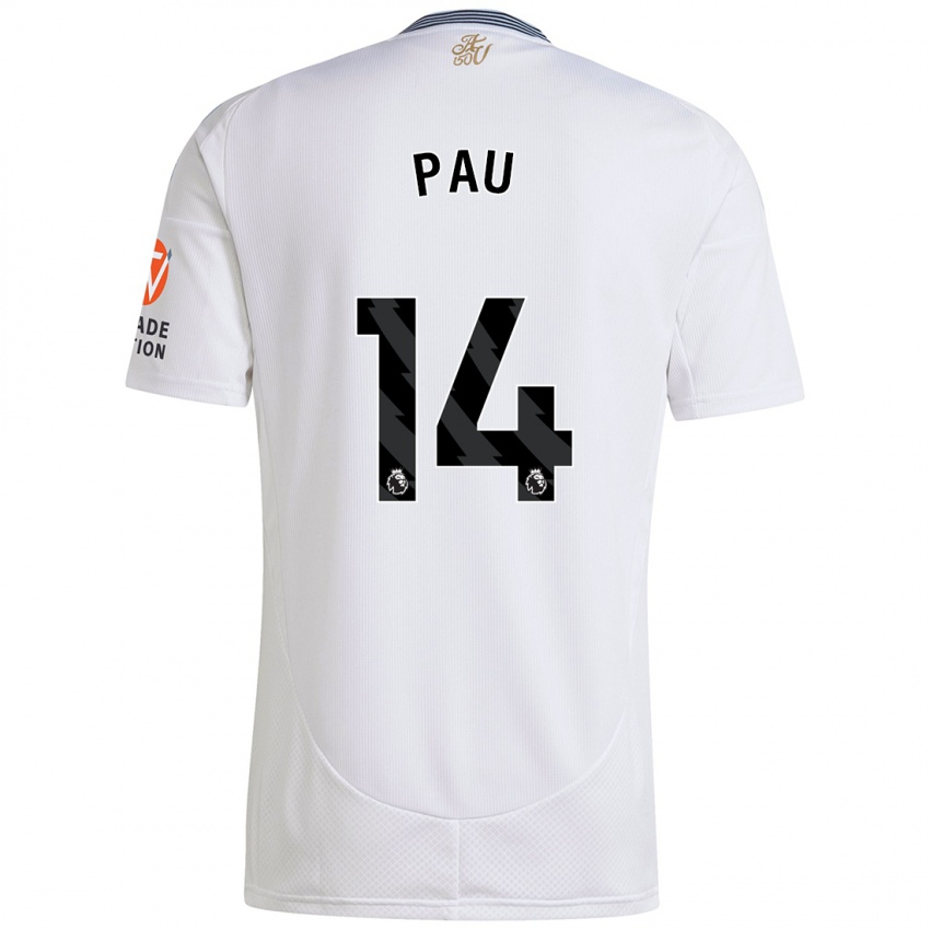 Hombre Camiseta Pau Torres #14 Blanco 2ª Equipación 2024/25 La Camisa Perú