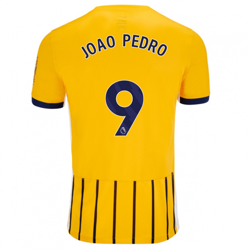 Hombre Camiseta João Pedro #9 Dorado Azul Rayas 2ª Equipación 2024/25 La Camisa Perú