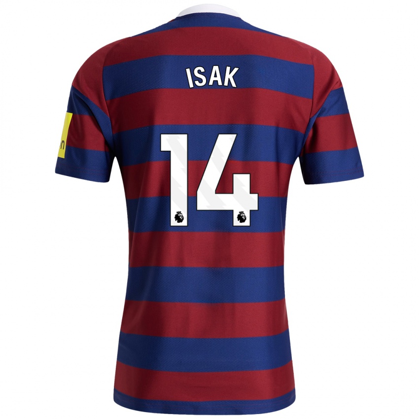 Hombre Camiseta Alexander Isak #14 Burdeos Azul Marino 2ª Equipación 2024/25 La Camisa Perú