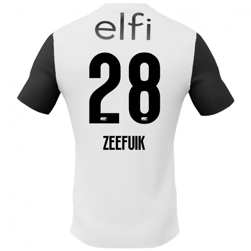 Hombre Camiseta Lequincio Zeefuik #28 Blanco Negro 2ª Equipación 2024/25 La Camisa Perú