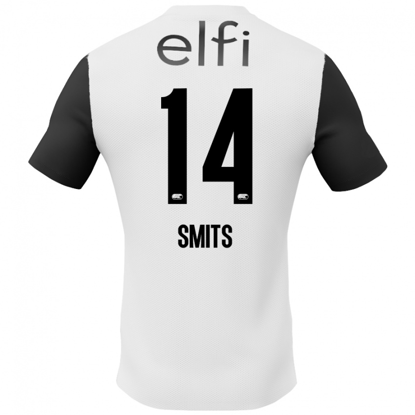 Hombre Camiseta Anthony Smits #14 Blanco Negro 2ª Equipación 2024/25 La Camisa Perú