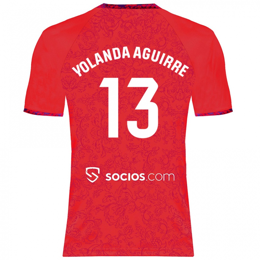 Hombre Camiseta Yolanda Aguirre Gutiérrez #13 Rojo 2ª Equipación 2024/25 La Camisa Perú