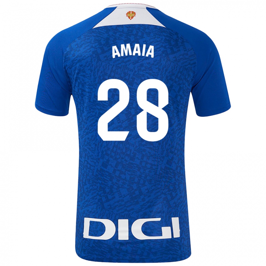 Hombre Camiseta Amaia Martinez De La Peña #28 Azul Real 2ª Equipación 2024/25 La Camisa Perú