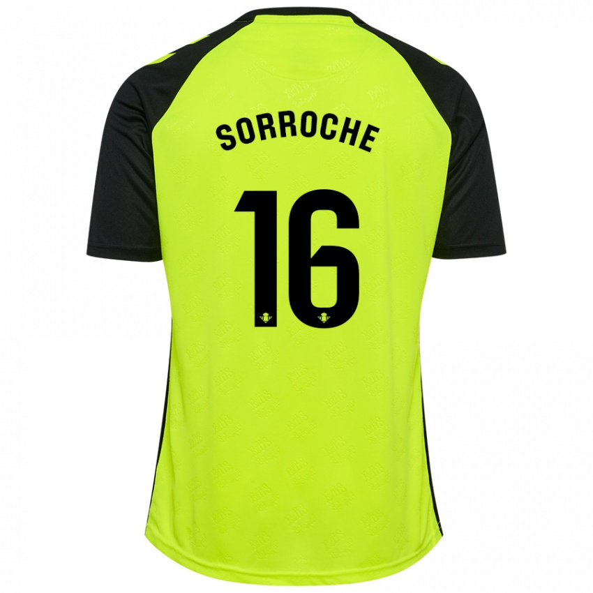 Hombre Camiseta Ginés Sorroche #16 Amarillo Fluorescente Negro 2ª Equipación 2024/25 La Camisa Perú