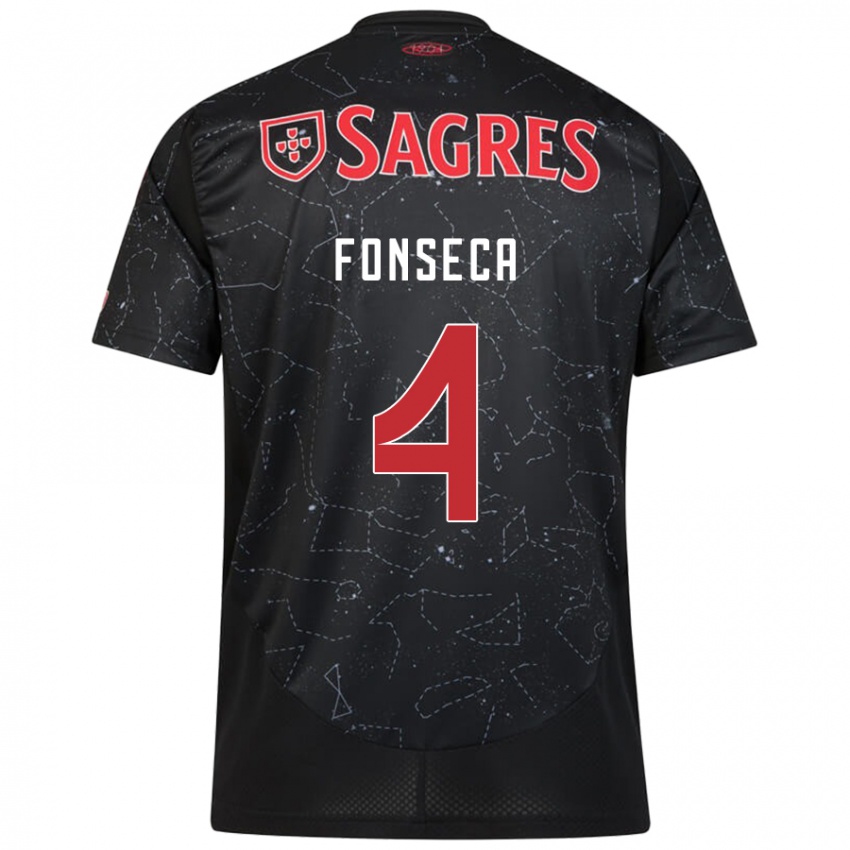 Hombre Camiseta João Fonseca #4 Negro Rojo 2ª Equipación 2024/25 La Camisa Perú