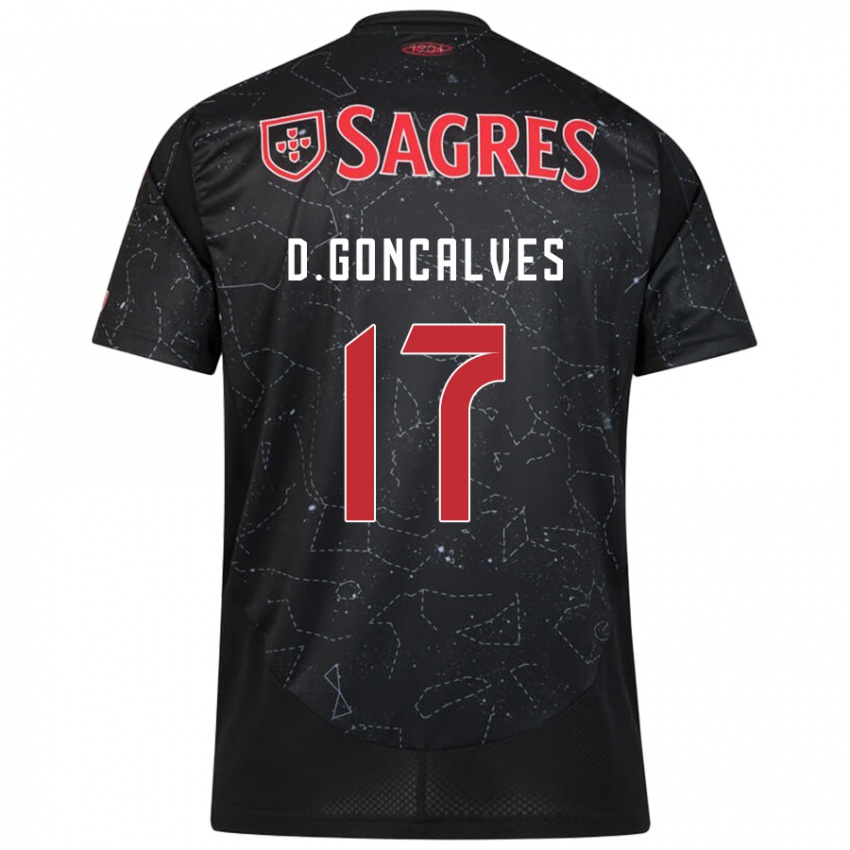 Hombre Camiseta Diogo Goncalves #17 Negro Rojo 2ª Equipación 2024/25 La Camisa Perú