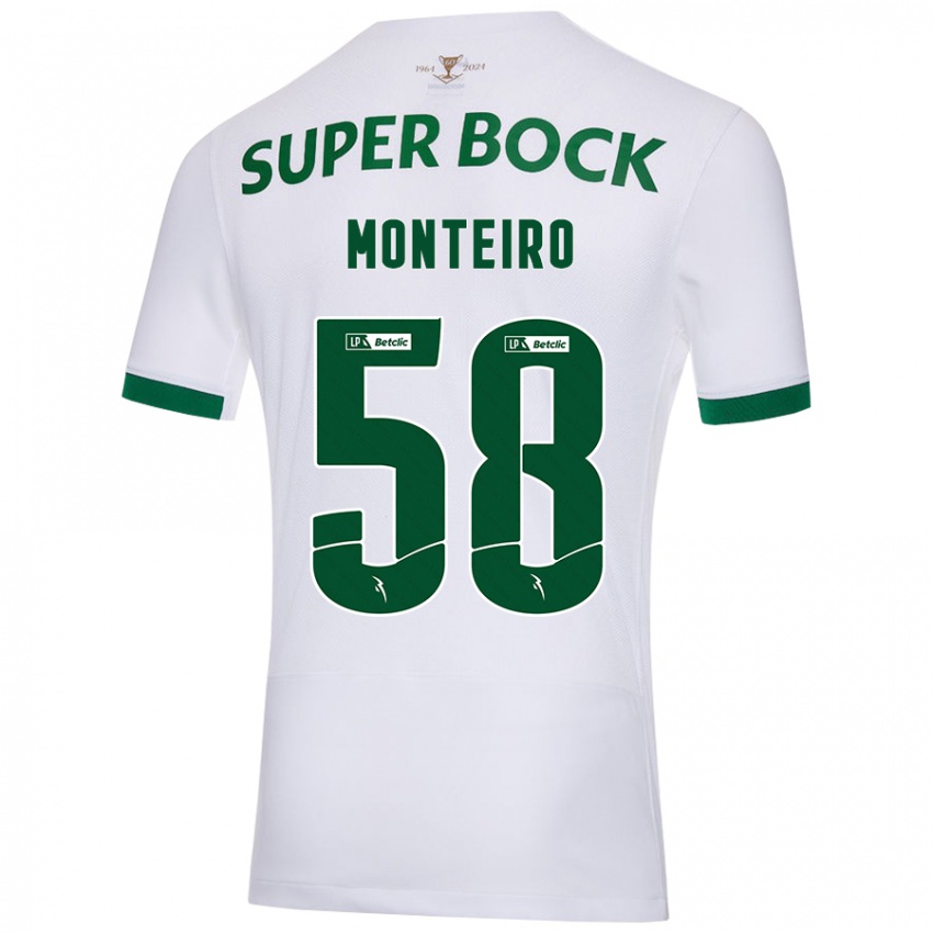 Hombre Camiseta David Monteiro #58 Blanco Verde 2ª Equipación 2024/25 La Camisa Perú