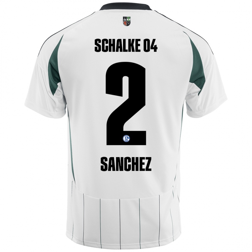 Hombre Camiseta Felipe Sánchez #2 Blanco Verde 2ª Equipación 2024/25 La Camisa Perú