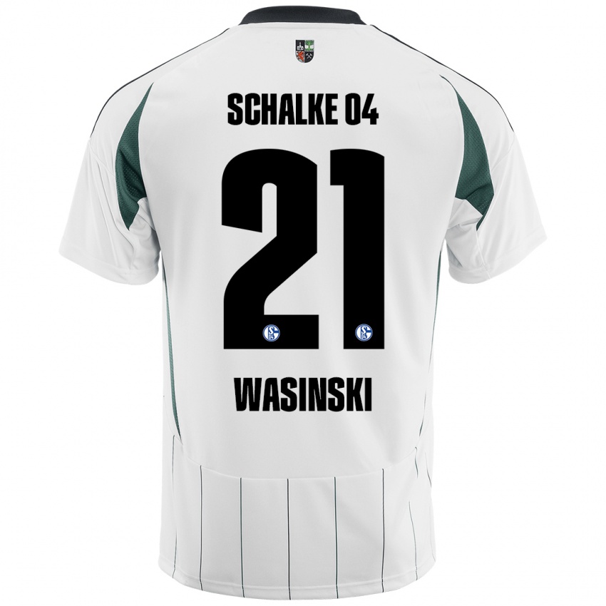 Hombre Camiseta Martin Wasinski #21 Blanco Verde 2ª Equipación 2024/25 La Camisa Perú