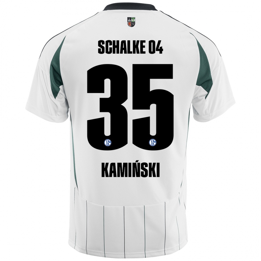 Hombre Camiseta Marcin Kaminski #35 Blanco Verde 2ª Equipación 2024/25 La Camisa Perú