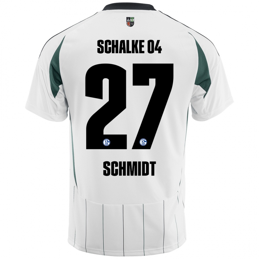 Hombre Camiseta Tim Schmidt #27 Blanco Verde 2ª Equipación 2024/25 La Camisa Perú