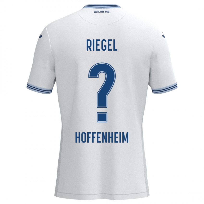 Hombre Camiseta Adrian Riegel #0 Blanco Azul 2ª Equipación 2024/25 La Camisa Perú