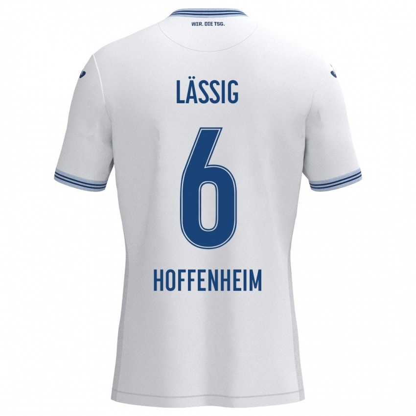 Hombre Camiseta Valentin Lässig #6 Blanco Azul 2ª Equipación 2024/25 La Camisa Perú