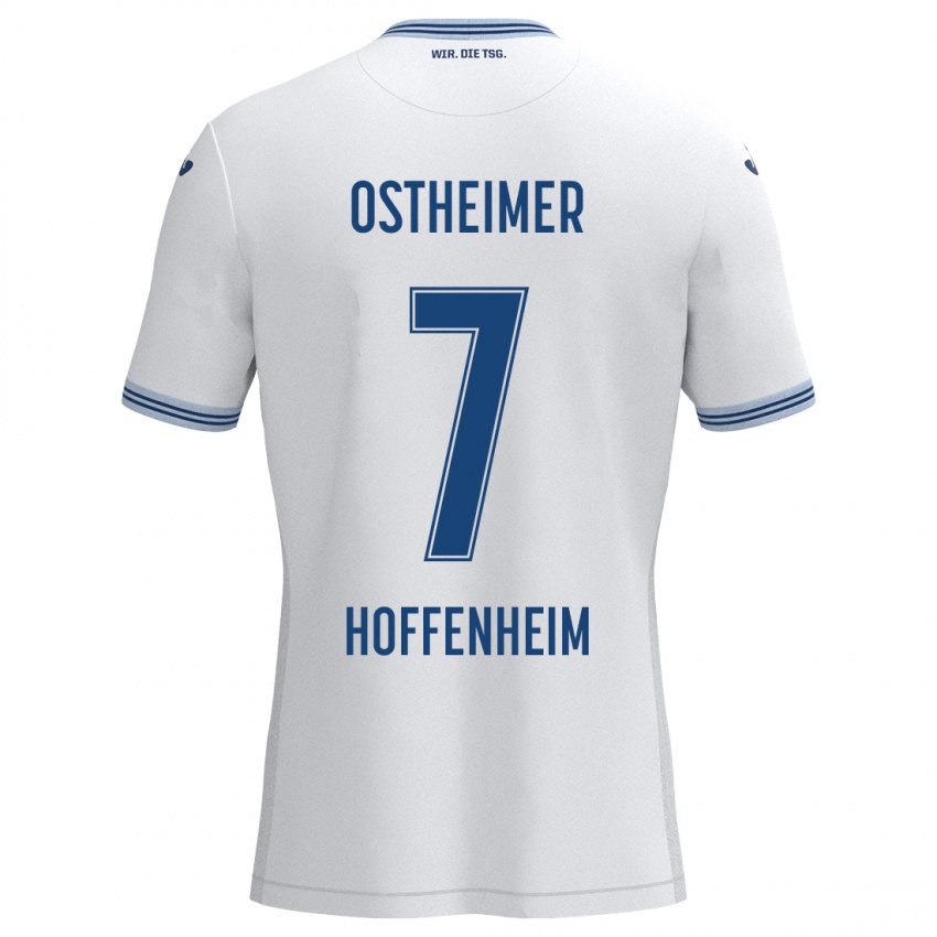 Hombre Camiseta Nevio Ostheimer #7 Blanco Azul 2ª Equipación 2024/25 La Camisa Perú