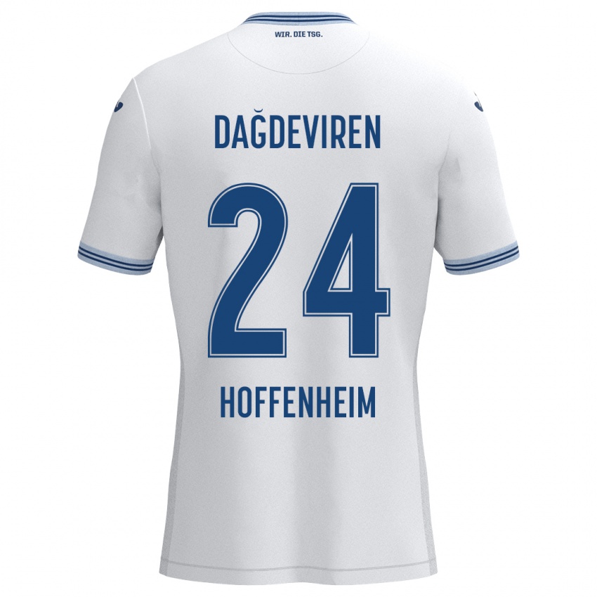 Hombre Camiseta Diren Dağdeviren #24 Blanco Azul 2ª Equipación 2024/25 La Camisa Perú