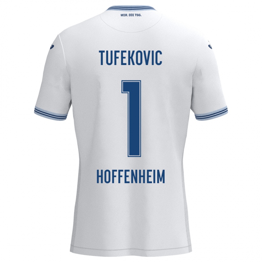 Hombre Camiseta Martina Tufekovic #1 Blanco Azul 2ª Equipación 2024/25 La Camisa Perú