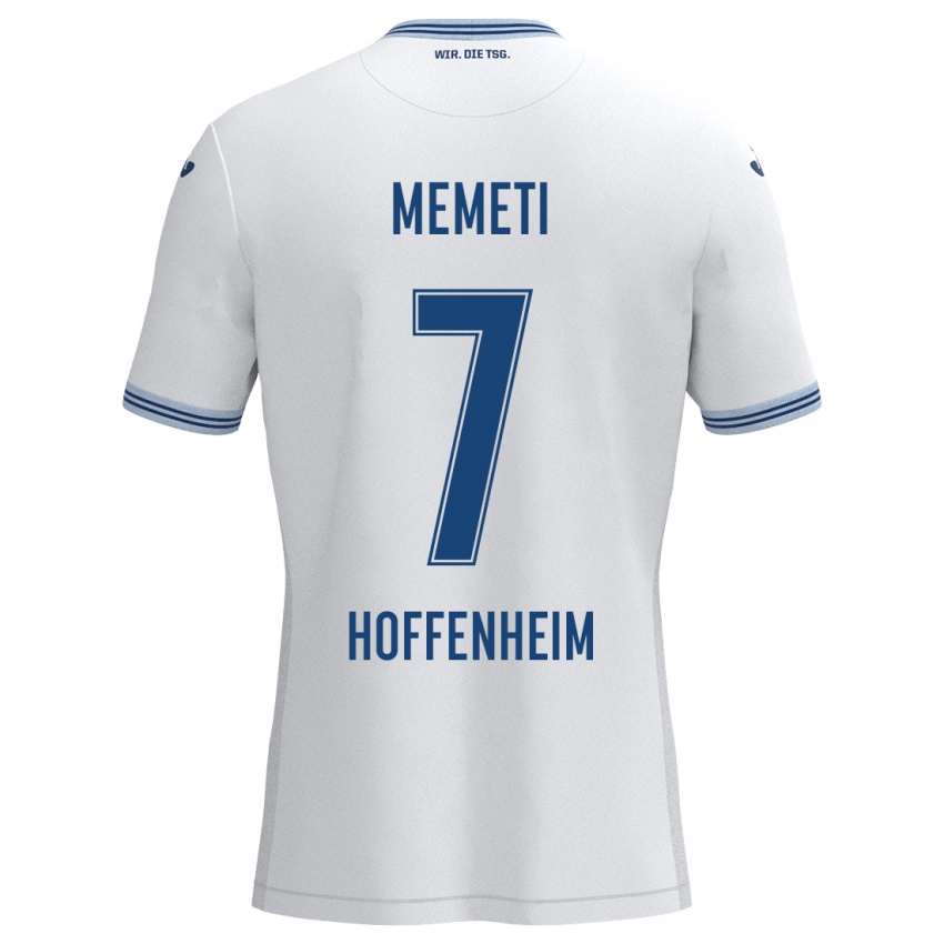 Hombre Camiseta Erëleta Memeti #7 Blanco Azul 2ª Equipación 2024/25 La Camisa Perú