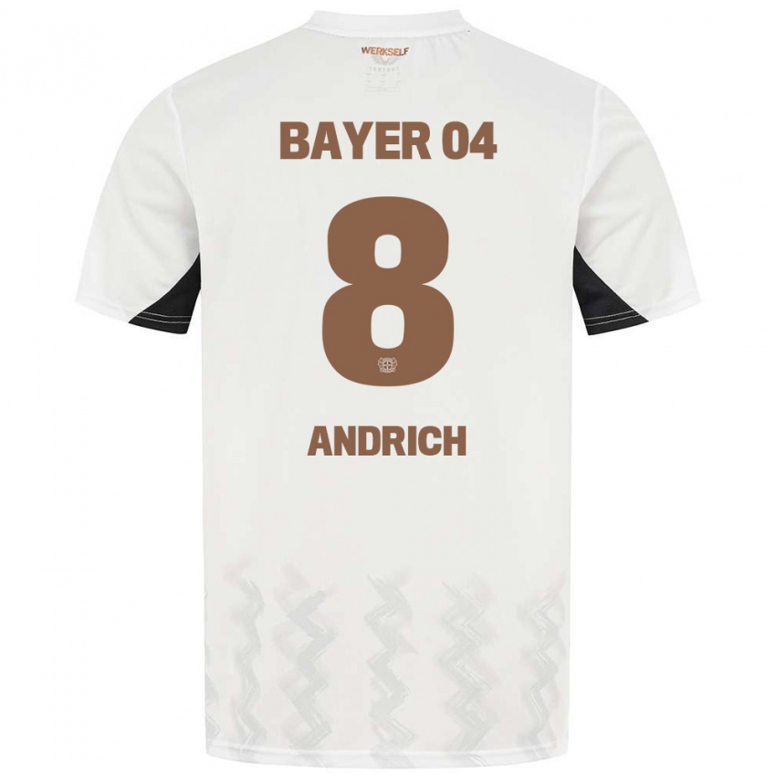 Hombre Camiseta Robert Andrich #8 Blanco Negro 2ª Equipación 2024/25 La Camisa Perú