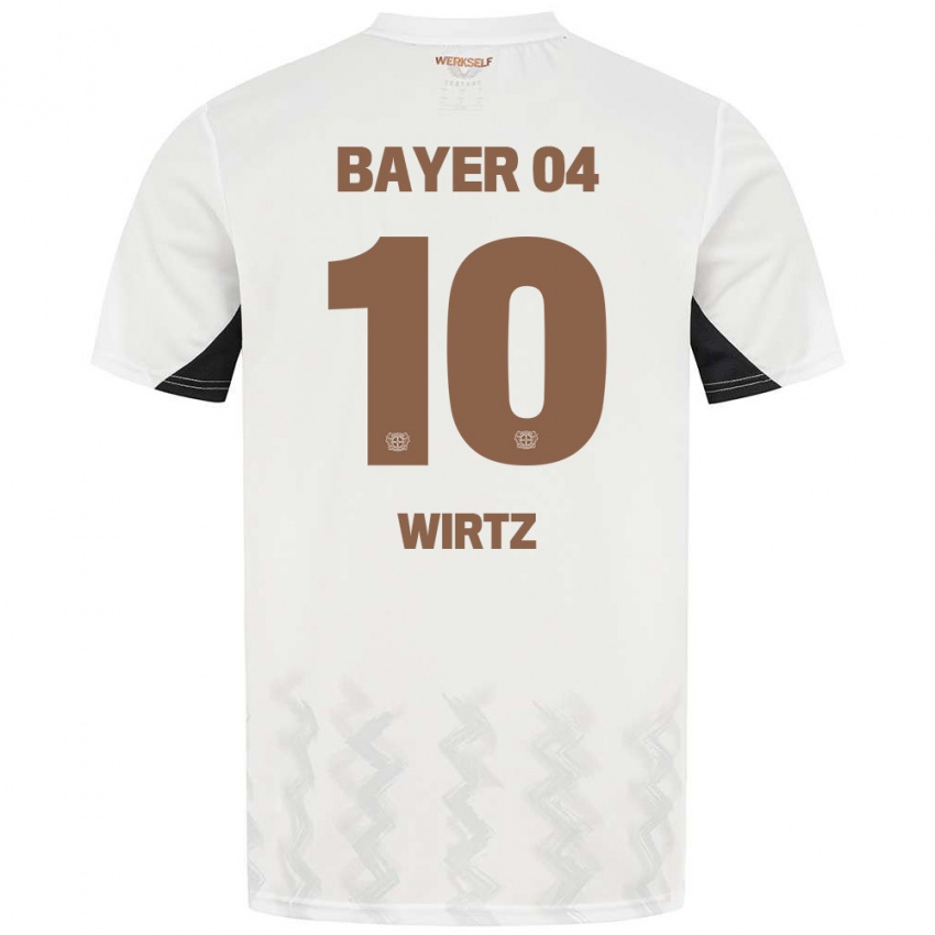 Hombre Camiseta Florian Wirtz #10 Blanco Negro 2ª Equipación 2024/25 La Camisa Perú