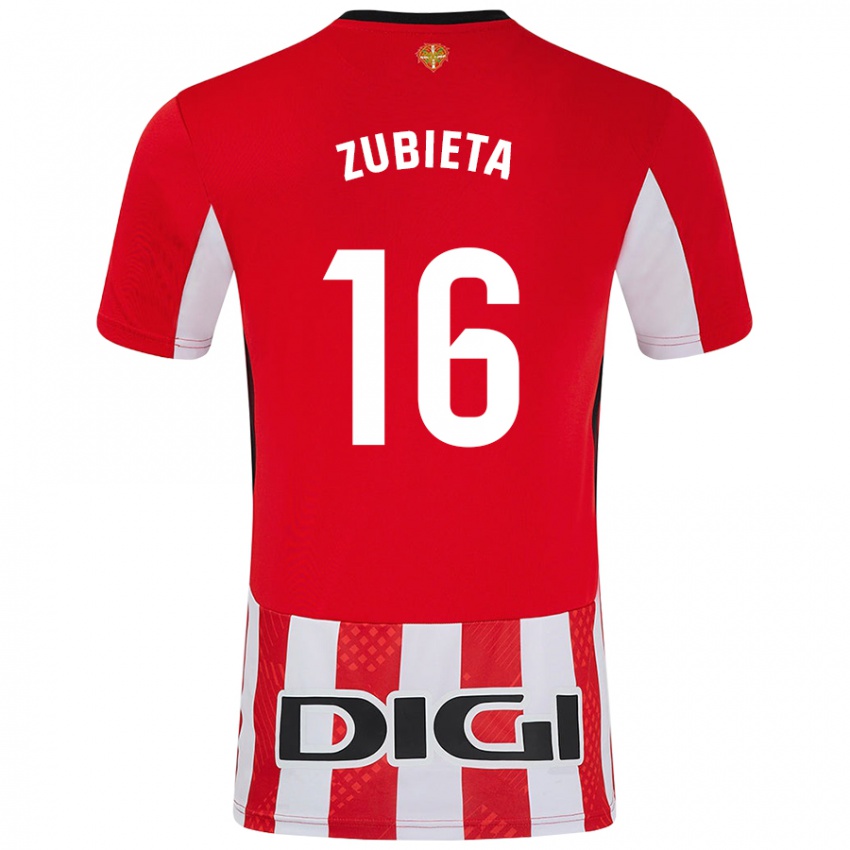 Mujer Camiseta Maite Zubieta Arambarri #16 Rojo Blanco 1ª Equipación 2024/25 La Camisa Perú