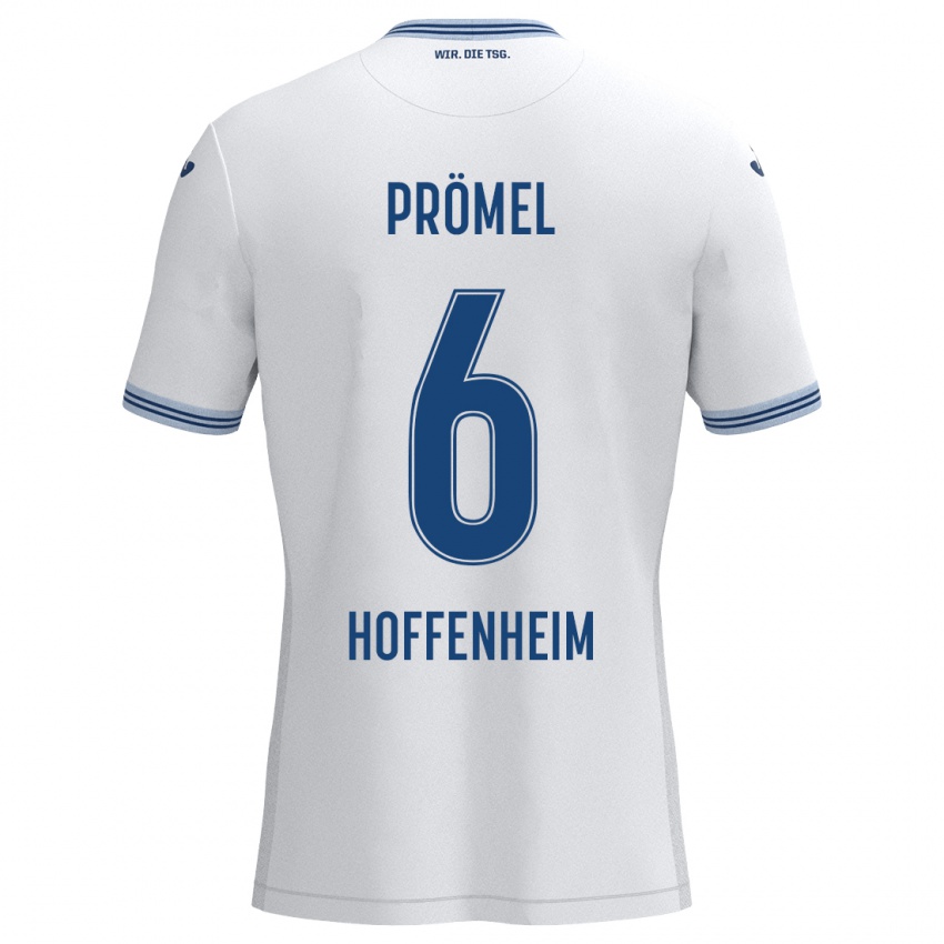 Mujer Camiseta Grischa Prömel #6 Blanco Azul 2ª Equipación 2024/25 La Camisa Perú