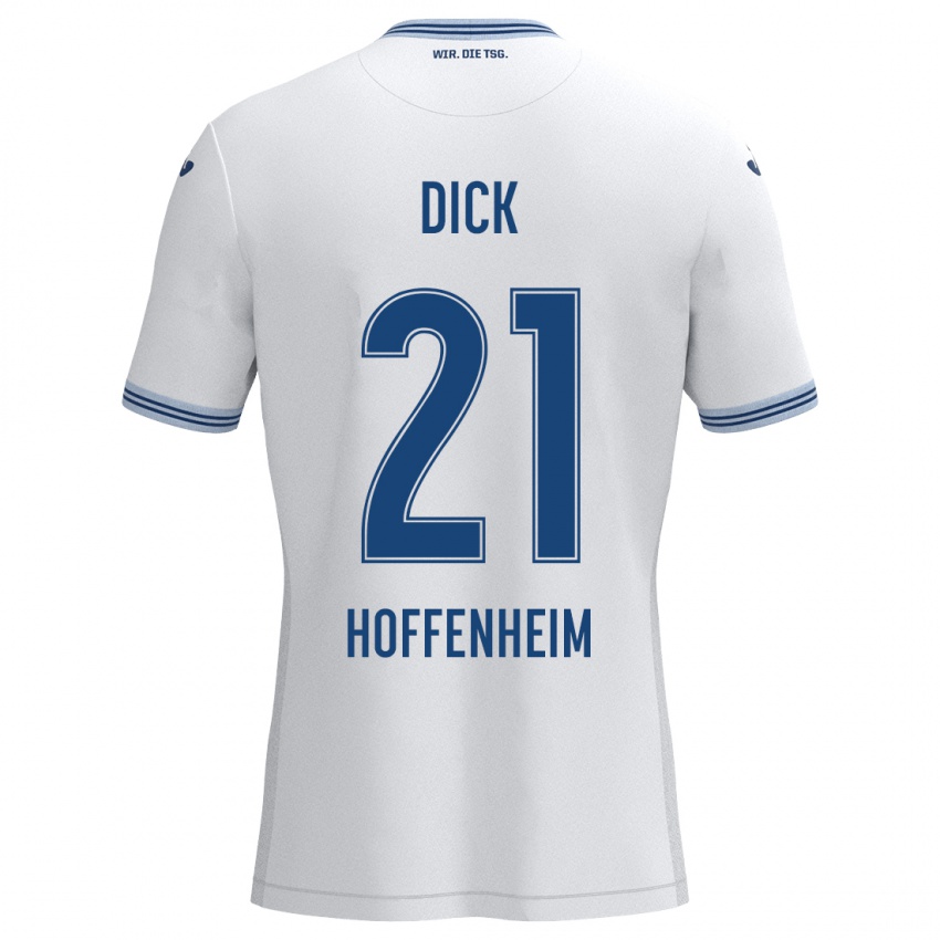 Mujer Camiseta Laura Dick #21 Blanco Azul 2ª Equipación 2024/25 La Camisa Perú